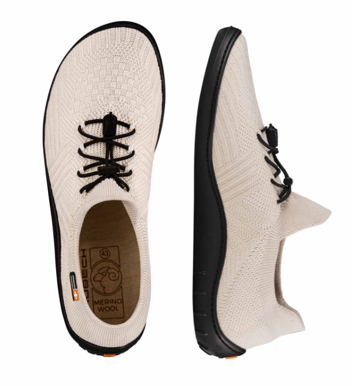 BUTY BRUBECK MINIMALISTYCZNE DAMSKIE BAREFOOT MERINO KREMOWY / CZARNY