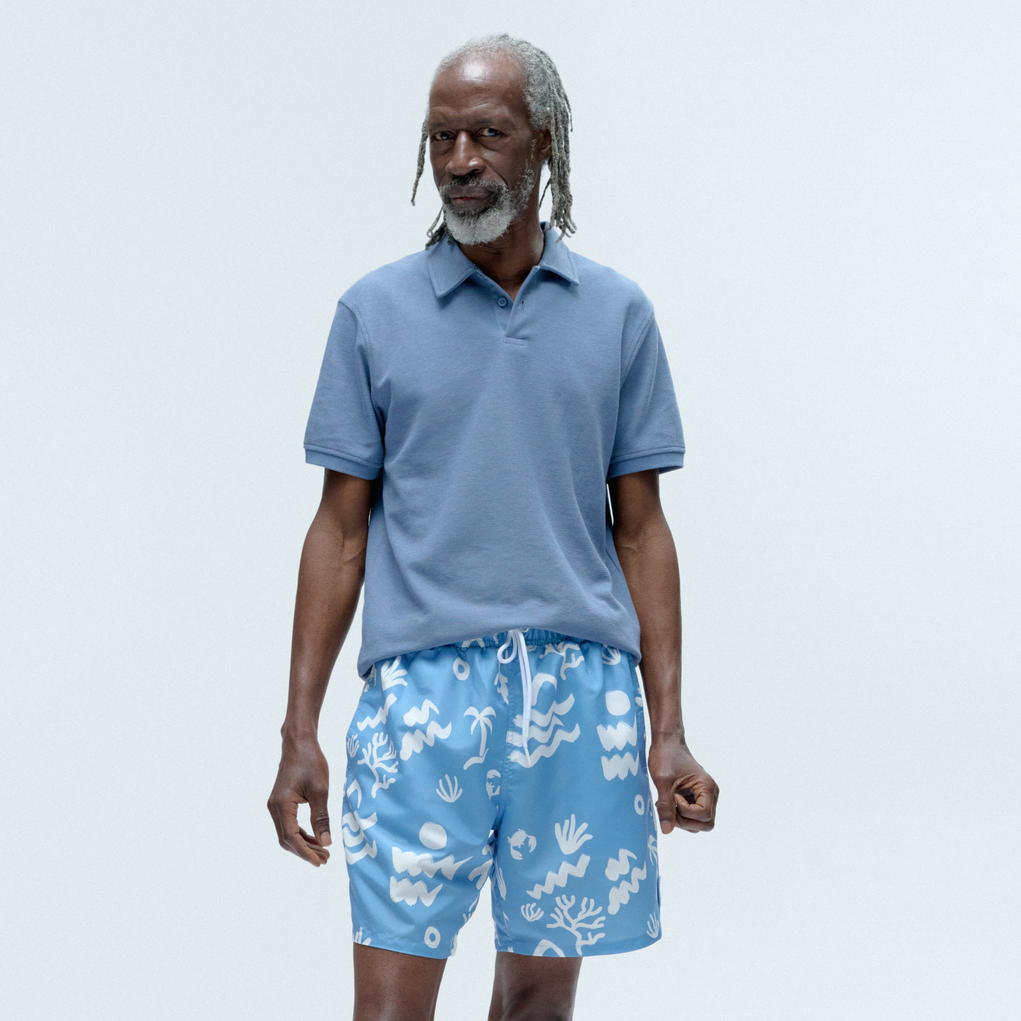 KUBOTA SZORTY MĘSKIE KĄPIELOWE W PRINT NIEBIESKI