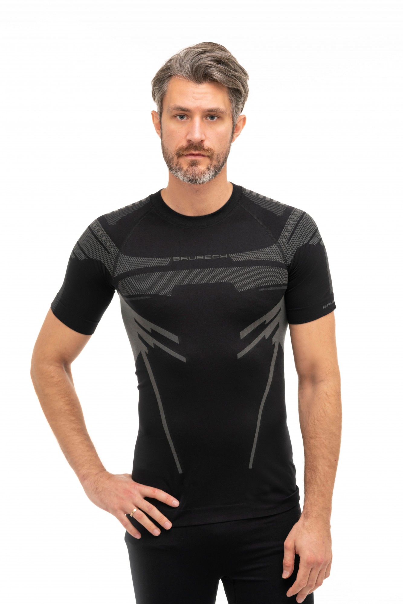 KOSZULKA BRUBECK DRY TERMOAKTYWNA MĘSKA Z KRÓTKIM RĘKAWEM SS13700 GRAFIT/CZARNY