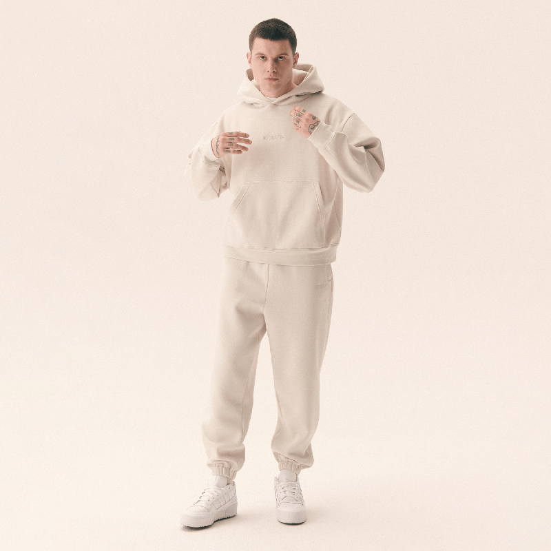 KUBOTA BLUZA BASIC UNISEX Z KAPTUREM BEŻOWA