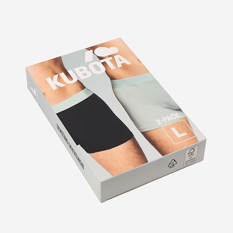 KUBOTA BOKSERKI MĘSKIE 2-PAK CZARNO-MIĘTOWE