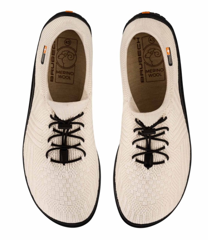 BUTY BRUBECK MINIMALISTYCZNE DAMSKIE BAREFOOT MERINO KREMOWY / CZARNY