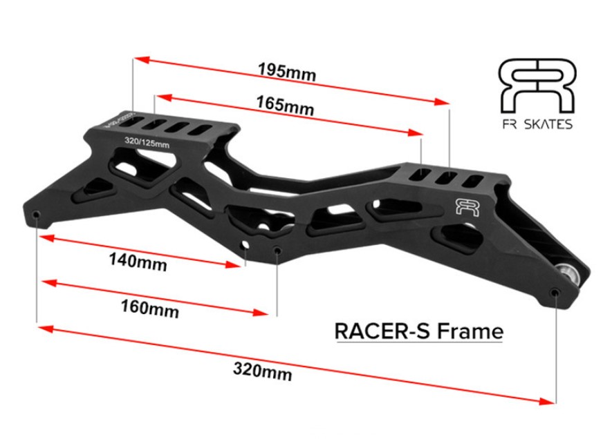 PŁOZY FR SKATES RACER S frame 325 FLAT - 320MM BLACK