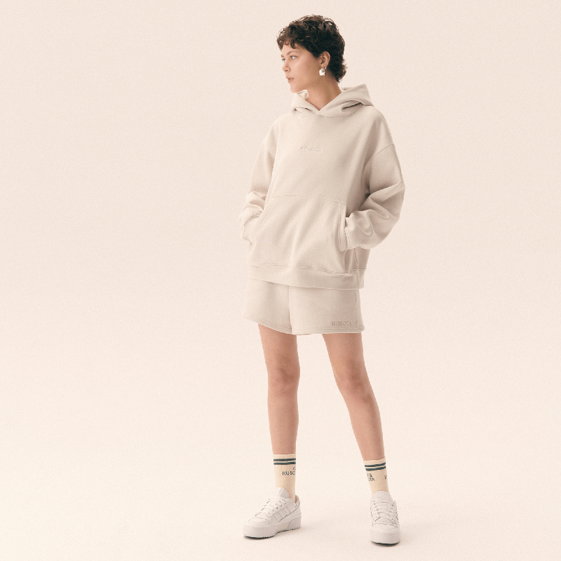 KUBOTA BLUZA BASIC UNISEX Z KAPTUREM BEŻOWA