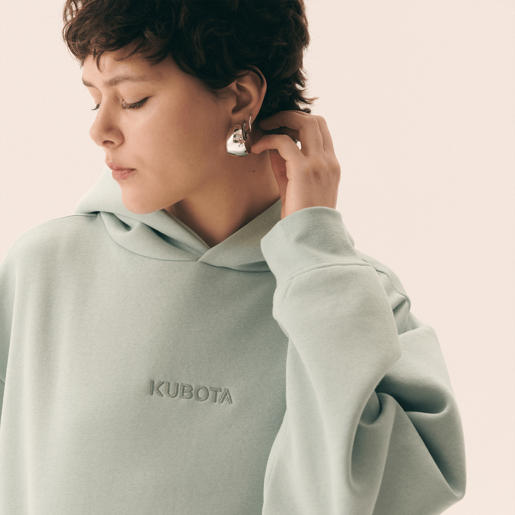 KUBOTA BLUZA BASIC UNISEX Z KAPTUREM MIĘTOWA