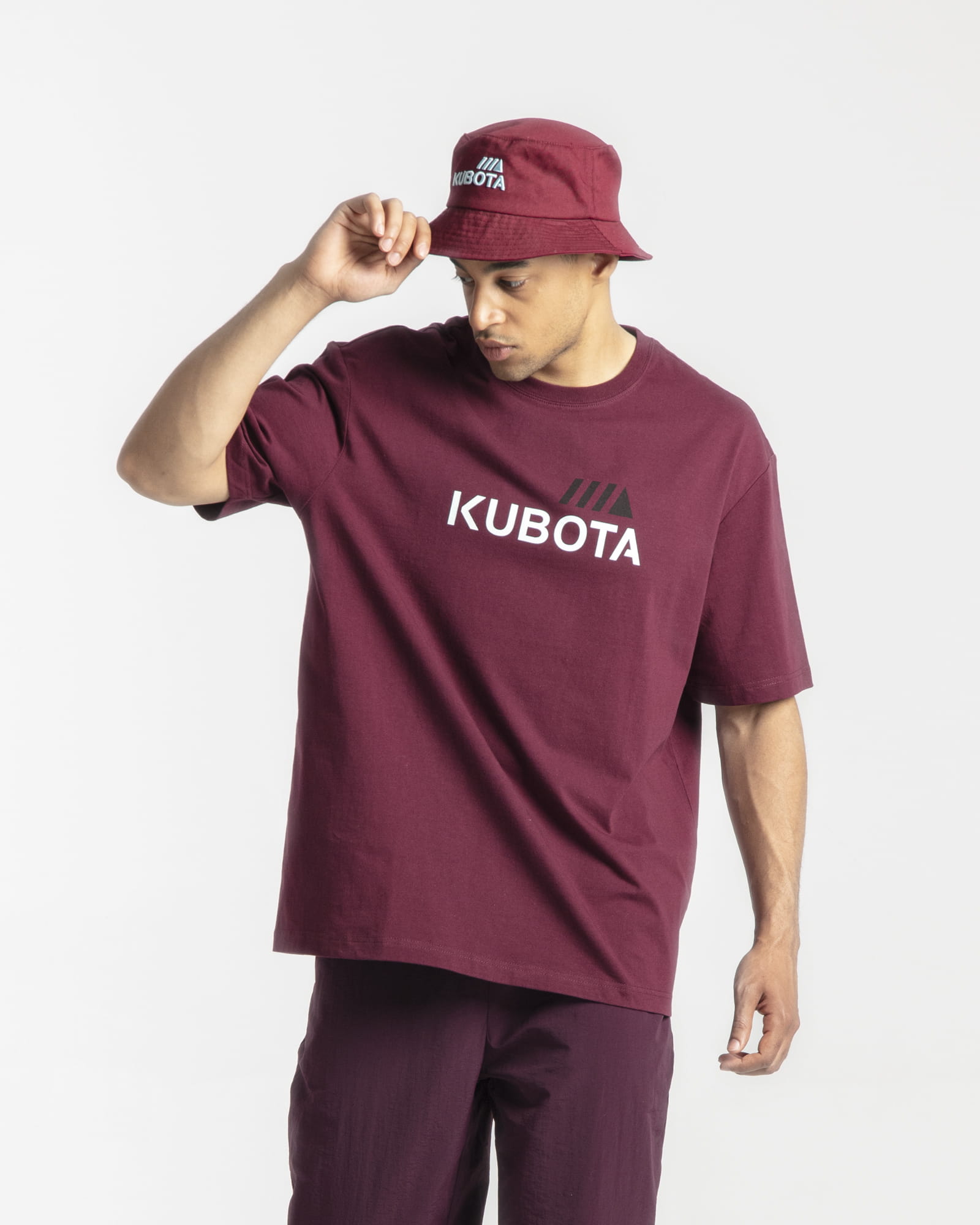 KAPELUSZ BUCKET HAT KUBOTA BORDOWY
